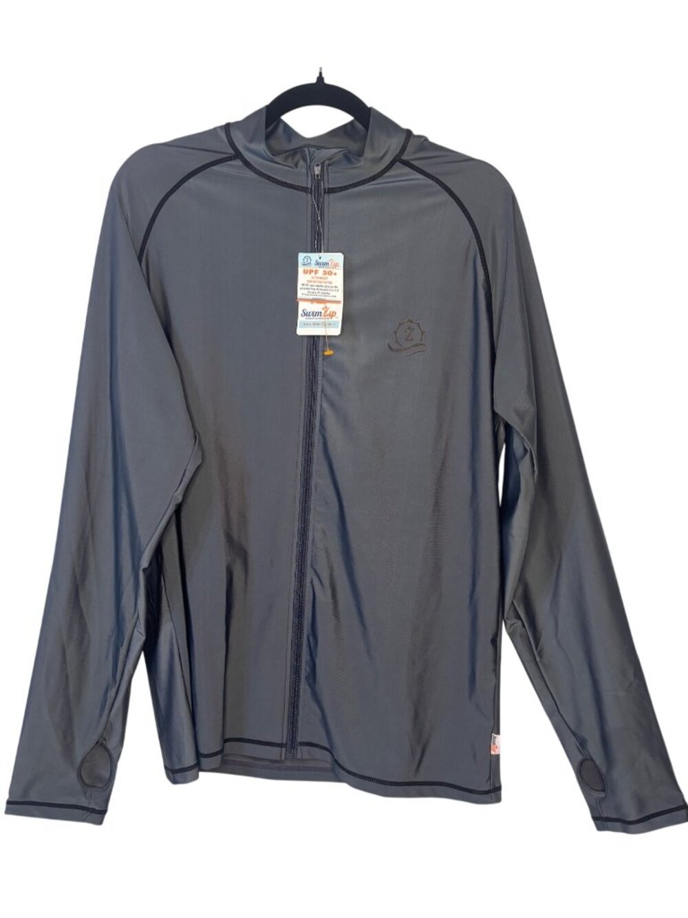 SwimZip Mens UPF 50+ Rash Guard Jacket Gray XL Lightweight Sun Protection